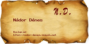 Nádor Dénes névjegykártya